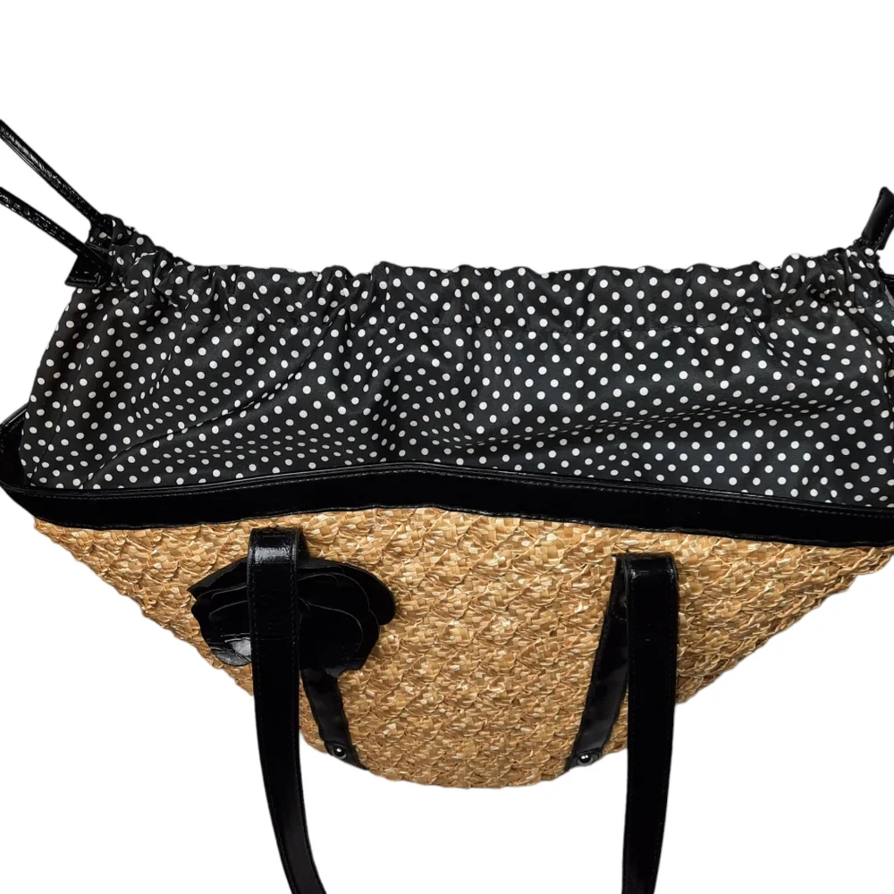 Coldwater Creek Santana Straw Braid Woven Tote/Bucket Drawstring Bag